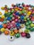12 mm Karışık Renkli Çiçek Puantiye Desenli Ahşap,tahta Boncuk (25 Gr,~40 Adet ) 2