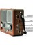 Nostaljik Radyo Fm Ahşap Görünümlü Bluetooth Hoparlör Ahşap Renk Vintage Saatli Işıklı USB Sd 5