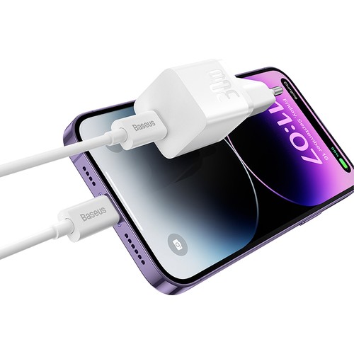 Baseus Gan5 Mini 30W Şarj Cihazı Beyaz