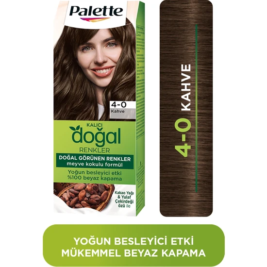 Palette Kalıcı Doğal Renkler 4-0 Kahve Saç Boyası  Kakao Yağı & Yulaf Çekirdeği Özü ile