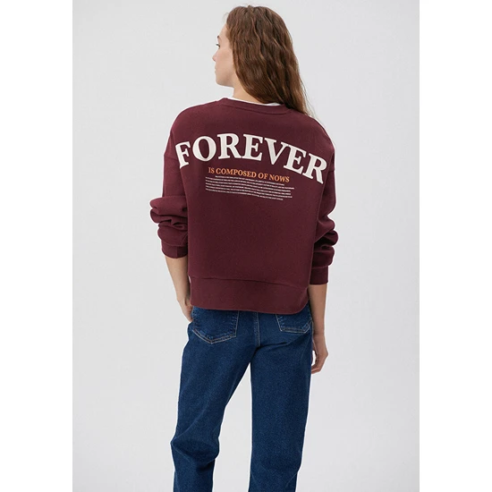 Mavi Kadın Forever Baskılı Bordo Sweatshirt 1S10016-70422