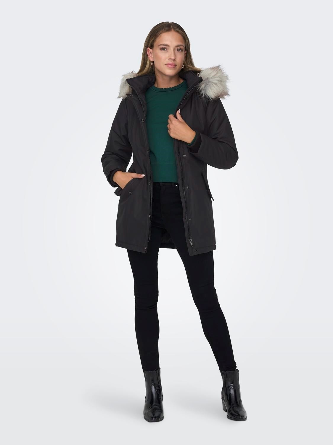 Only Bayan Uzun Mont Kapüşonlu Parka 15300633 görsel 3