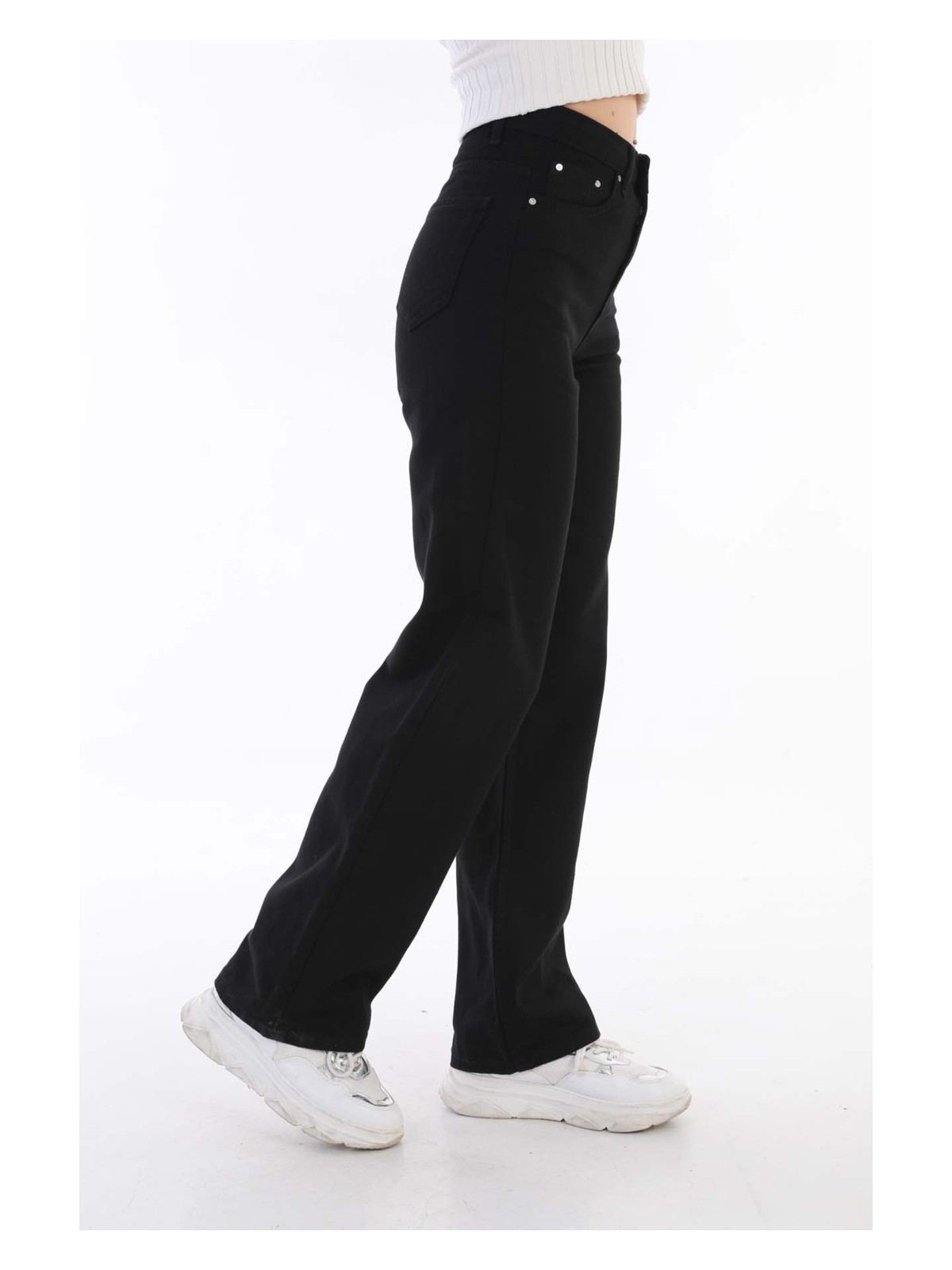 Bikelife Kadın Füme Kar Yıkamalı Yüksek Bel Palazzo Jean - Görsel 3