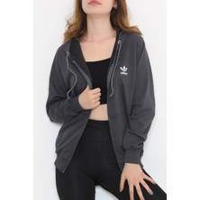 Sendegiy Baskılı Fermuarlı Sweat Antrasit