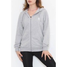 Sendegiy Baskılı Fermuarlı Sweat Gri