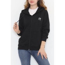 Sendegiy Baskılı Fermuarlı Sweat Siyah