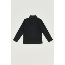 BDZ Deri Unisex Pamuklu Ligralı Yarım Balıkçı Yaka Siyah Body