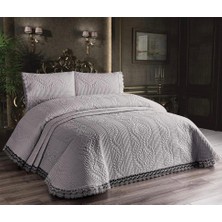 Genç Ev Home Güpürlü Mikrofiber Yatak Örtüsü Seti Gri * Yatak Örtüsü 250 x 260 cm