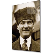 Rosyvien Mustafa Kemal Atatürk Portresi Cam Tablo, Ev, Ofis ve Okul Duvar Dekoru, Hediyelik, Temperli Cam