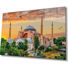 Rosyvien Istanbul Ayasofya Camii Manzarası Cam Tablo, Ev Ofis ve Cami Duvar Dekoru, Hediyelik, Temperli Cam