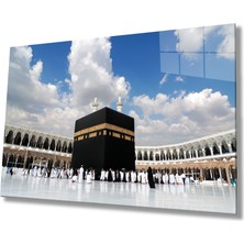 Rosyvien Kabe Manzarası Kutsal Topraklar Dini Islami Cam Tablo, Ev Ofis Duvar Dekoru, Hediyelik, Temperli Cam