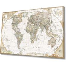 Rosyvien Eski Detaylı Dünya Haritası Cam Tablo, Ev ve Ofis Duvar Dekoru, Hediyelik, Dayanıklı Temperli Cam