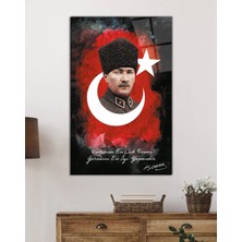 Rosyvien Mustafa Kemal Atatürk Türk Bayrağı Cam Tablo, Vatanını En Çok Seven Görevini En Iyi Yapandır, Dekor