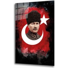 Rosyvien 36 x 23 cm Mustafa Kemal Atatürk Portresi Cam Tablo Çok Renkli Hediyelik Duvar Dekoru