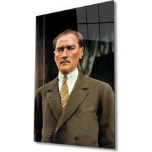 Rosyvien Mustafa Kemal Atatürk Portresi Cam Tablo, Ata, Ev Ofis ve Okul Duvar Dekoru, Hediyelik, Temperli Cam