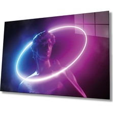 Rosyvien Soyut Neon Heykel Cam Tablo, Şık Modern Ev ve Ofis Duvar Dekoru, Hediyelik, Dayanıklı Temperli Cam