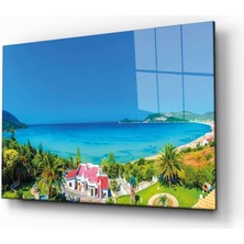 Rosyvien Deniz, Sahil, Ağaç ve Doğa Manzarası Cam Tablo, Ev ve Ofis Duvar Dekoru, Hediyelik, Temperli Cam