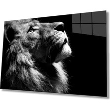 Rosyvien Aslan Portresi Vahşi Doğa Manzarası Cam Tablo, Ev ve Ofis Duvar Dekoru, Hediyelik, Temperli Cam