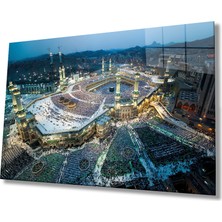 Rosyvien Kabe Manzarası Kutsal Topraklar Dini Islami Cam Tablo, Ev Ofis Duvar Dekoru, Hediyelik, Temperli Cam