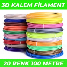Filamentmarketim 20 Renk 5 Metre 3D Kalem Pla FILAMENT-100 Metre-3d Pen Filamenti
