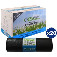 Ecoplast Doğa Çöp Torbası Jumbo 80X110 cm 90 Lt 20X10'LU (200 Adet)