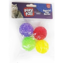 EKS Ticaret Playfull PF-4059- Plastik Zilli Top Kedi Oyuncağı 3,8 cm 4'lü