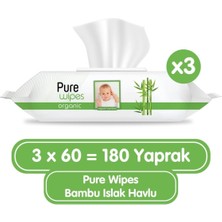 Pure Baby Organik Bambu Özlü Islak Havlu 3×60 (180 Yaprak)