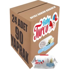 Baby Turco 90 Lı Beyaz Sabun Kokulu Islak Bebek Havlusu 24*90 Yaprak