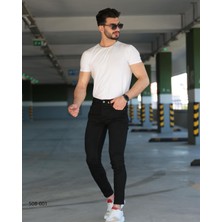 Jack Caprio Erkek Siyah Kot Pantolon Likralı Renk Solması Olmaz Yüksek Kaliteli Likralı Jeans