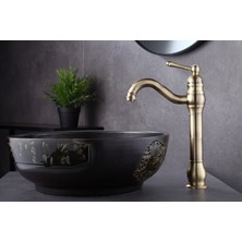 İsaoğlu Yapı Çanak Lavabo Bataryası Mat Gold Lavabo Musluğu Vintage Model Mat Altın Çanak Lavabo Bataryası