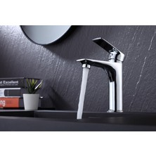 İsaoğlu Lavabo Bataryası Lavabo Musluğu Kare Modern Tasarım Banyo Musluğu Yüksek Model Lavabo Bataryası