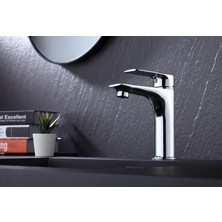 İsaoğlu Lavabo Bataryası Lavabo Musluğu Kare Modern Tasarım Banyo Musluğu Yüksek Model Lavabo Bataryası