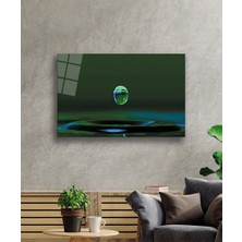 Black Shop Su Damlası Yeşil Cam Tablo   Water Drop Green