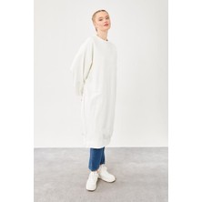 Lêvi D'or Ekru Oversize Uzun Sweat