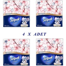 Selpak Deluxe Peçete 20'li- 4'lü Paket- Pembe-Pembedesenli