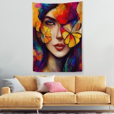 Doğal Tercih Çiçek ve Kadın Temalı Dekoratif Duvar Örtüsü - HALISI-6192