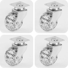 Hts 325 Tekerlek 50*20 Şeffaf Makaralı Tablalı Masa Mobilya Sehpa Tekeri (4 Adet)