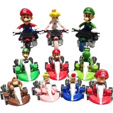 Bestone 10 Adet Süper Mario Bros Kart Geri Çekin Araba Motosiklet Pvc Figure Oyuncak (Yurt Dışından)