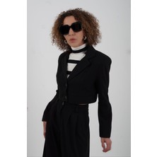 Zelish My Sister Siyah Poly Crop Ceket