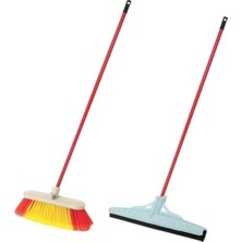 Zambak Plastik Yer Fırçası Süpürgesi+Çekpas Yer Sileceği Çek Çek Saplı Temizlik Set