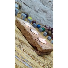 Marble Center Traverten 3'lü Mumluk Tealight %100 Doğaltaş