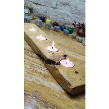 Marble Center Traverten 4'lü Mumluk Tealight %100 Doğaltaş