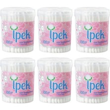 İpek Kulak Temizleme Pamuğu Çubuğu 100'lü x 6 Adet Yumuşak Beyaz Pamuk Malzemeden Üretilmiştir