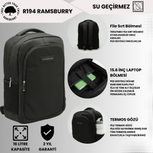 Ramsburry Unisex Siyah Su Geçirmez Kumaş Fonksiyonel ve Şık Tasarımlı 15.6 Inç Laptop Sırt Çantası