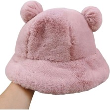 Uniquerrs Kadın Sevimli Ayı Kulak Peluş Bucket Şapka