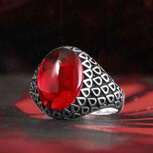 Takılingo 925 Ayar Gümüş Ateş Kehribar Taşlı Damla Figürlü Erkek Yüzük
