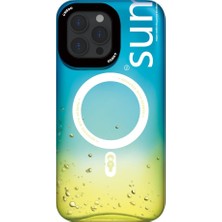 OgBro iPhone 14 Pro Max Summer Beach 3D Holo Mavi Telefon Kılıfı