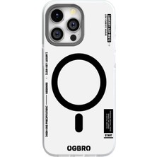 OgBro iPhone 15 Pro Max Simple White Matte Magsafe 3D Holo Kılıf Beyaz