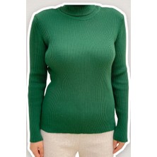 Bym Fashion Balıkçı Yaka Düz Model Triko Kazak 4138 Zümrüt