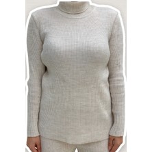 Bym Fashion Balıkçı Yaka Düz Model Triko Kazak 4138 Taş